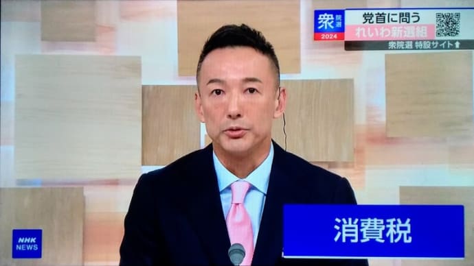 ２０２４衆院選 ～ 令和新選組　山本代表 ～ 「昔は消費税はなかった！」・その通り！、皆さんの「お買い物の時の消費税」は「トヨタなどの大企業減税と還付金に割り当て！・社会保障には割り当て無し！」。