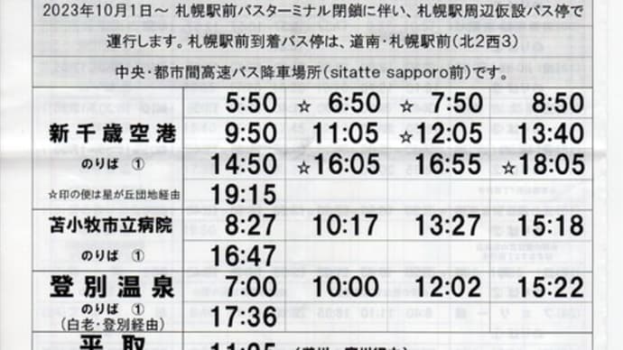 道南バス 苫小牧駅前(南口)バス発車時刻表(2025年)