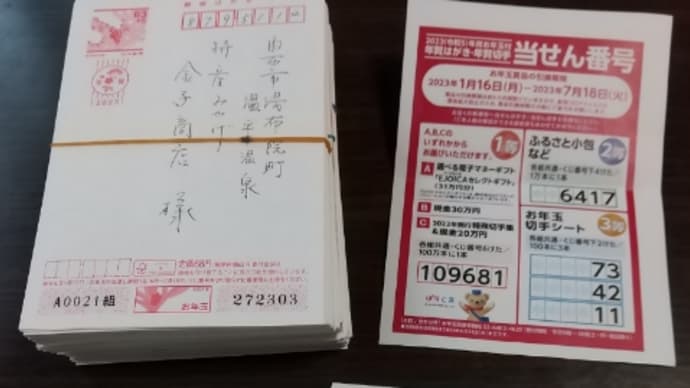お年玉年賀ハガキ抽選