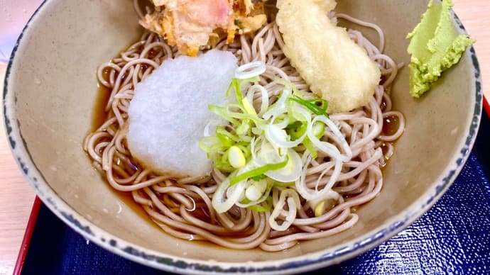 箱根そば(小田急永山)岩下の新生姜のミニかき揚げ天といか天そば