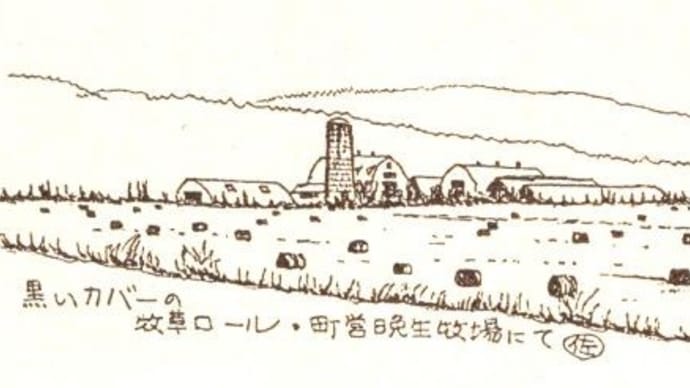 佐藤達　画集22「釧路へ。黒いカバーの牧草ロール・町営晩生牧場にて」
