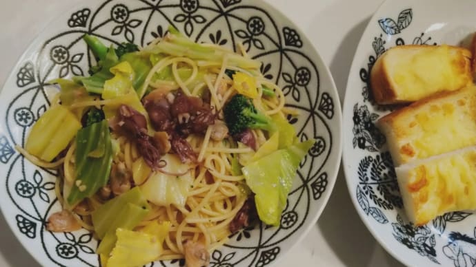アジフライと春パスタ