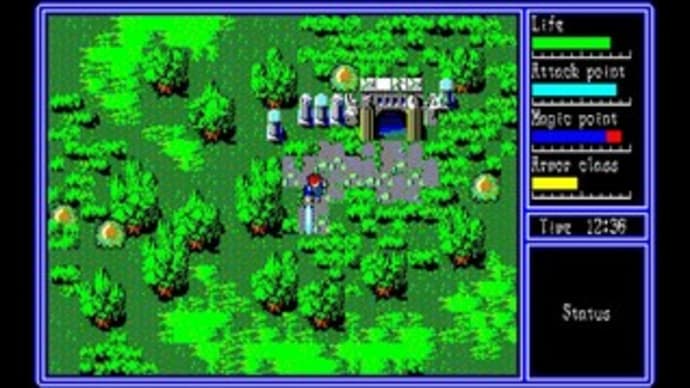 EGGコンソールで『ハイドライド３』（1987年発売。PC8801用RPG)をプレイ