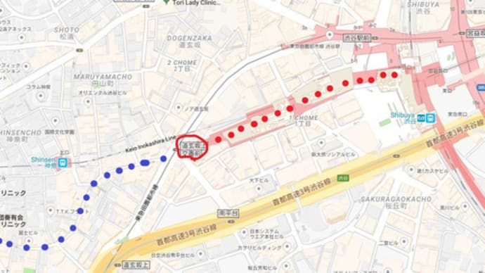 JR渋谷駅から歩いて来られる場合は、ハチ公口ではなく井の頭線・マークシティ方面へ