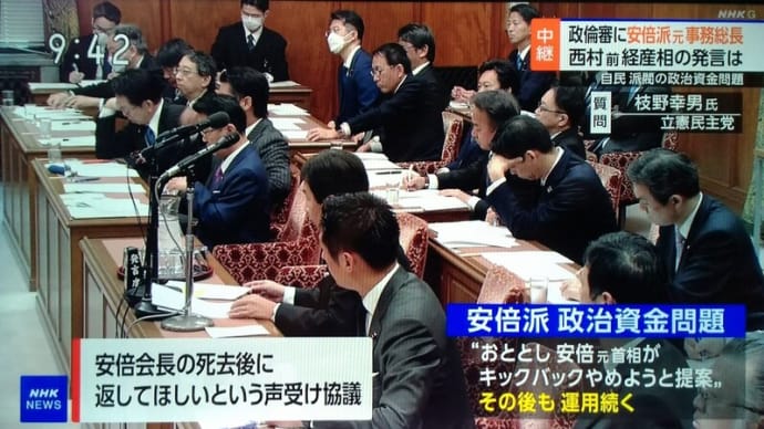 政治倫理審査会 ~ 「政治資金・パーティー券・キックバック(キャッシュバック)事件!」、自民の5人衆の一人、「西村議員」、「秘書が勝手にやった・・・」?!、そんな訳ないだろ!。