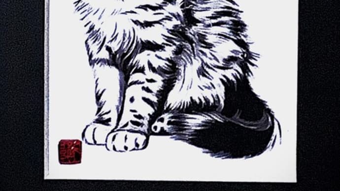 切り絵「親猫」 2Lサイズ