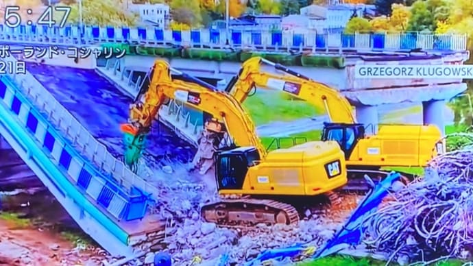 ポーランドで解体中の橋が崩落