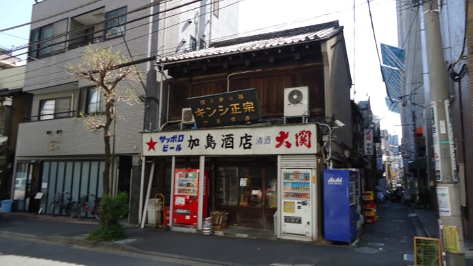 人形町の酒屋、古い建物