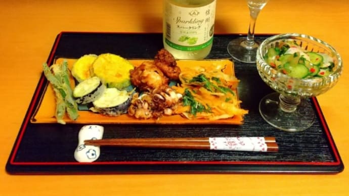 夕食と信州シャインマスカット&ナイアガラスパークリング