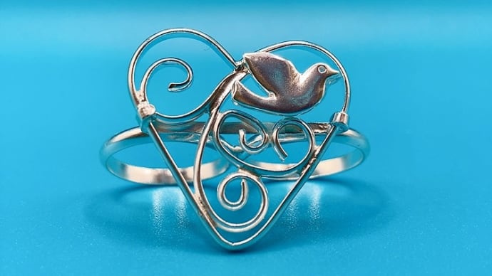 大きなハートのリング double finger ring