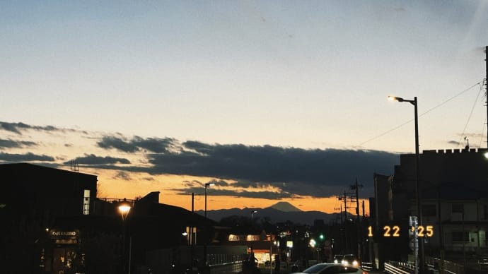 夕暮れの富士山