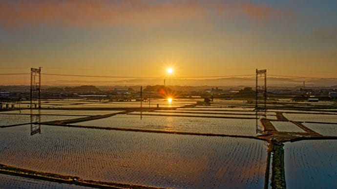 奈良県香芝市 磯壁新池から日の出