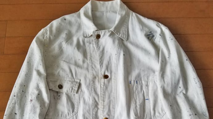 S'1940. COVERALL JACKET. WHITE,VINTAGE. 