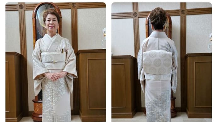 令和7年2月23日出張着付けは堺市北区、訪問着の着付&ヘアセットのご依頼でした(担当は坂田・阪井・研)