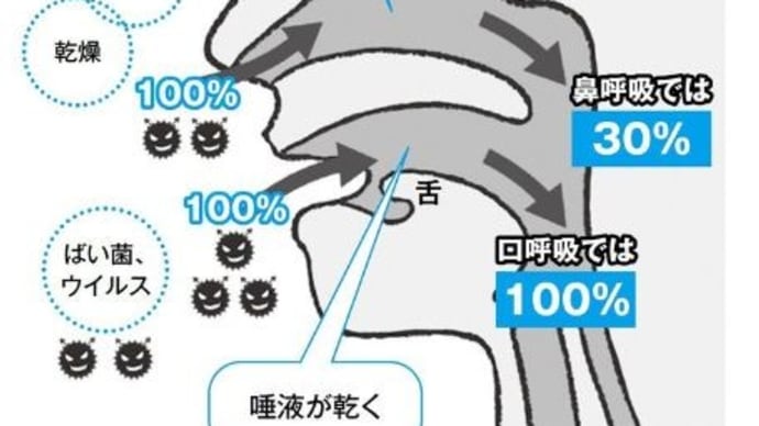 マスクをして口呼吸が増えるとコロナ感染リスクが高まります