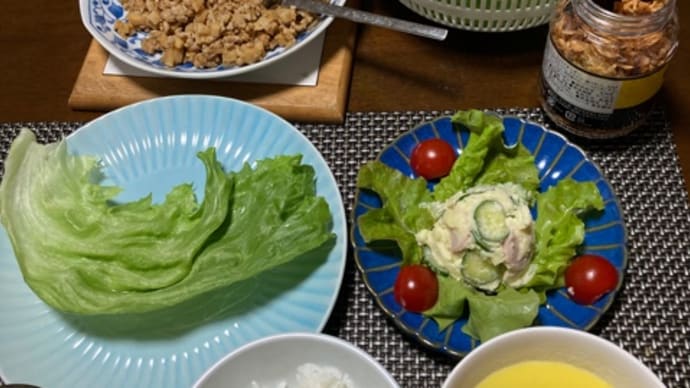 筍と豚ミンチ味噌炒めのレタス巻き