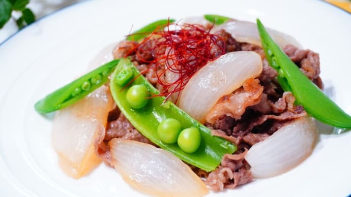 牛肉と新玉ねぎの甘辛炒め&新じゃがいもの明太マヨ焼き