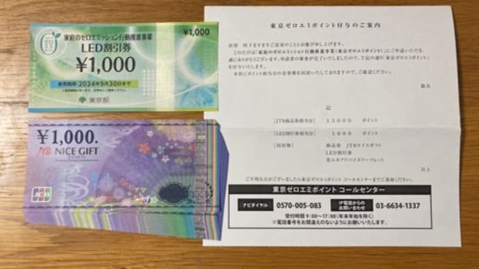 東京ゼロエミポイントもらいました!