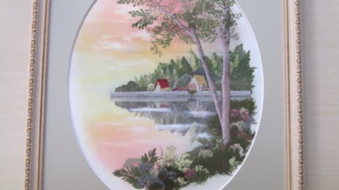 映り込みのある風景・2作品(押し花)