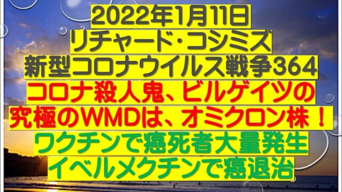 改訂版:2022年1月11日リチャード・コシミズ新型コロナウイルス戦争364動画配信します。