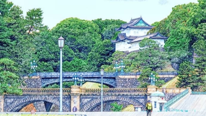 皇居 二重橋と伏見櫓