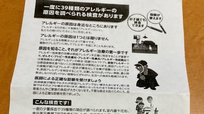 39種類のアレルギー検査をしてみました