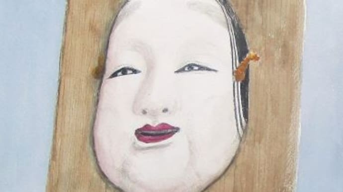 能面を描きました（教室にて）