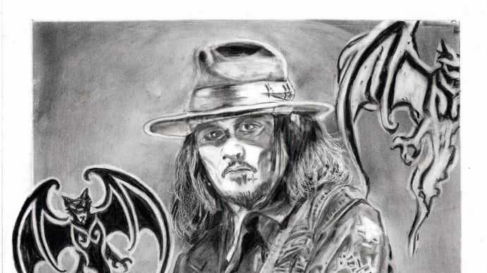 ”Hollywood Hampires Tour2023 Johnny Depp　鉛筆画