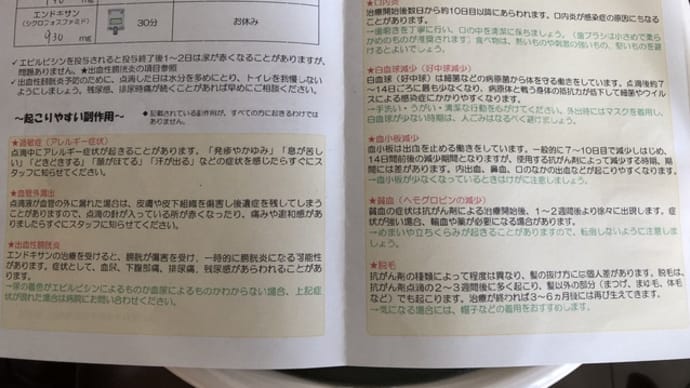 抗がん剤治療始まりました。