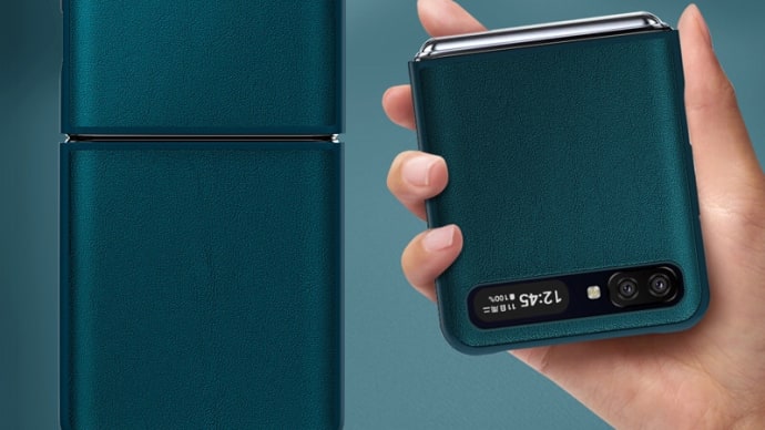 Galaxy Z Flip　スマホケース新型折り畳み式携帯ケース革製