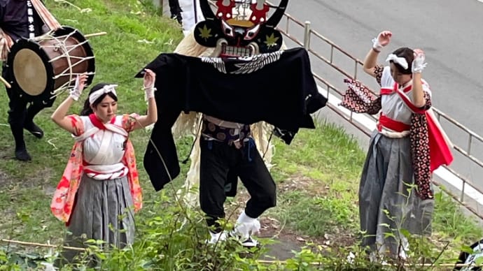 千晩神社宵宮で小川しし踊りさんが舞う 2024/07/13