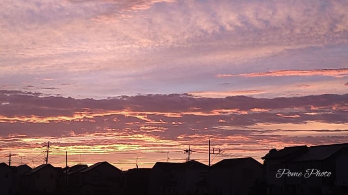 早朝の空模様は朝焼け♪