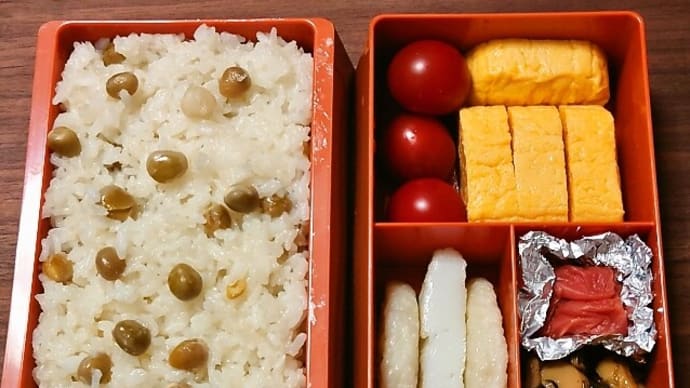 今日の手作り弁当(豆ごはん弁当)(2025年4月30日)