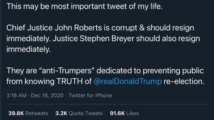 【米大統領選挙】リンウッド弁護士「おそらく、私の人生で最も重要なツイート」。