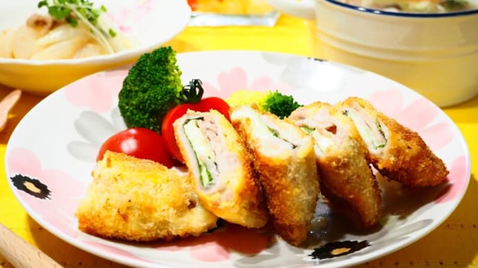 ♪豚薄切り肉のチーズサンドカツ＆新玉ねぎの甘辛煮♪