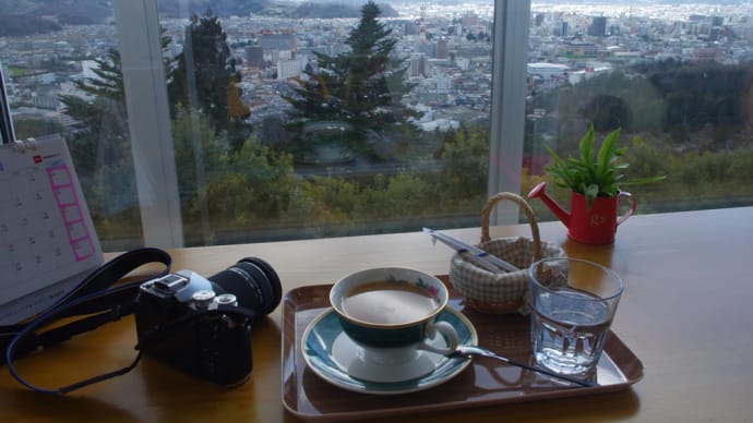 また福島市街地や山形新幹線（上り）新アプローチ線の変化を撮りに信夫山へ（2024.3.3）#2 信夫山ガイドセンターにてコーヒーを飲みながら