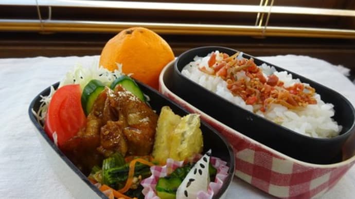 豚焼肉のお弁当と、焼き筍