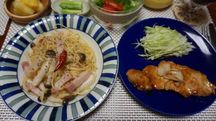 しめじとベーコンのペペロンチーノ