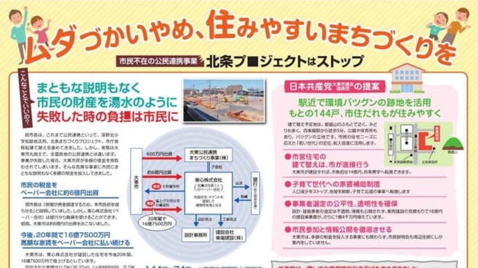 大東民報議会版です。北条プロジェクトのことを詳しく載せています。