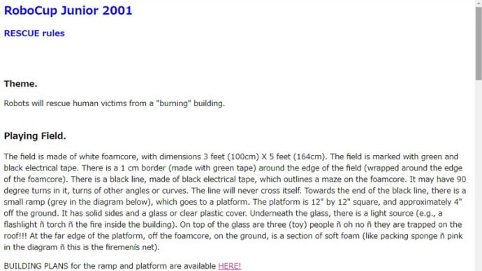 RoboCup Junior 2001 RESCUE rules