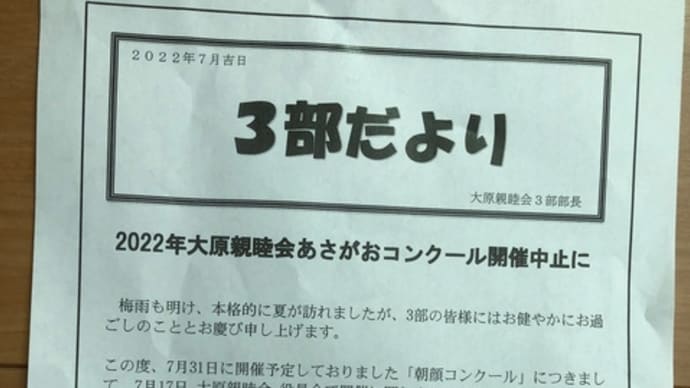 朝顔コンクール中止