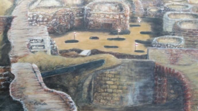 楽描き水彩画「歴史地区発掘調査の現場」