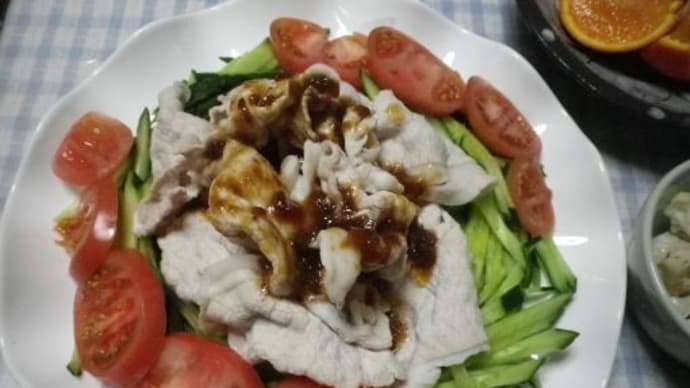 豚しゃぶサラダとひじきご飯
