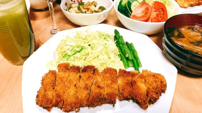 糖尿病の食事…たまには揚げ物も。とんかつの肉は塩麹で下拵え。