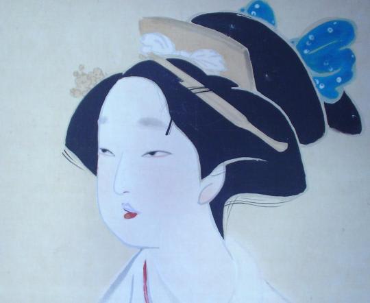 美人図 中村貞以筆 - 夜噺骨董談義