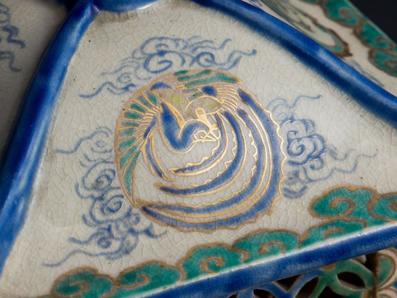 時代考 古?清水焼 色絵龍鳳凰青海波文七宝繋透彫灯篭形香炉 - 夜 時代考 古?清水焼 色絵龍鳳凰青海波文七宝繋透彫灯篭形香炉 - 夜