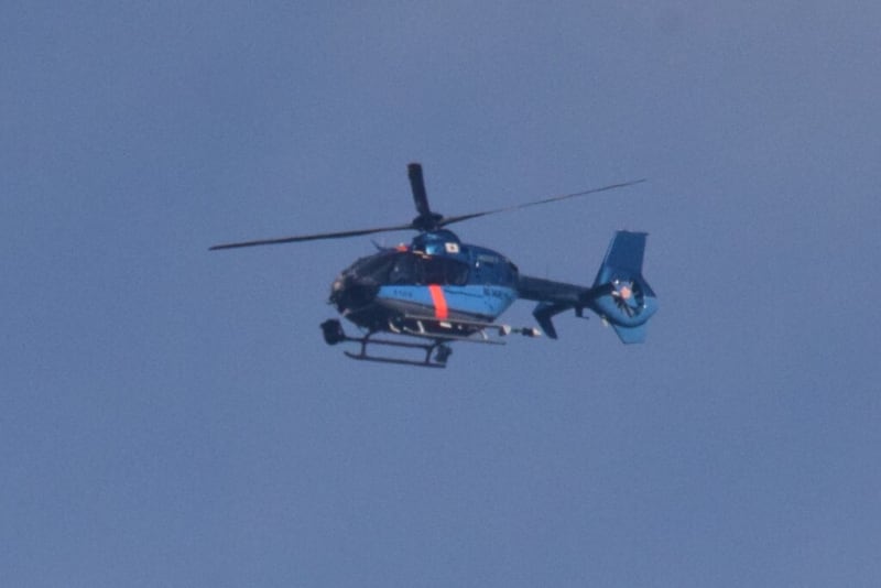 福岡県警JA02FPさちかぜ ユーロコプターEC135P2 自宅上空 - 船と