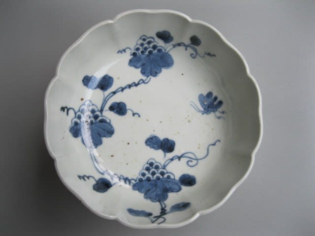 古伊万里 染付 葡萄房 蝶々 膾皿 3客 - メルカリ
