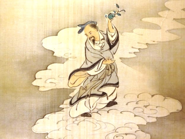 西王母・東方朔図 大西椿年筆 - 夜噺骨董談義