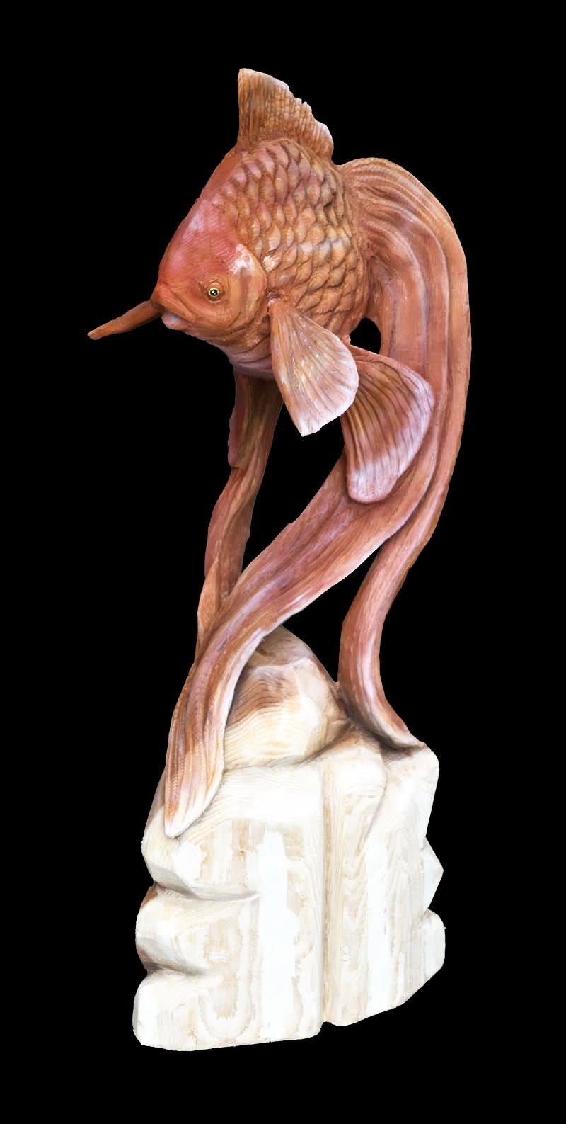 講習会見本作品 金魚 仕上げ - CHAINSAW ART JAPAN・ケイジの